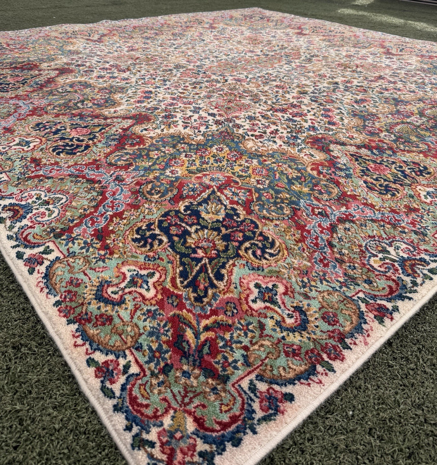 Karastan Floral Kirman Wool Area Rug 8×8 ft Moth & Insect Resistant