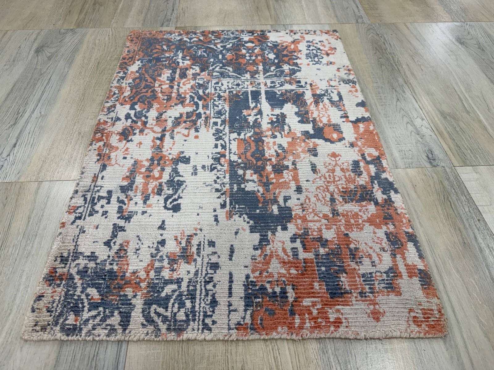 Hand Woven Viscose Rug 2 x 3 Modern Rustic Erased Home Decor Small Bedroom Rug