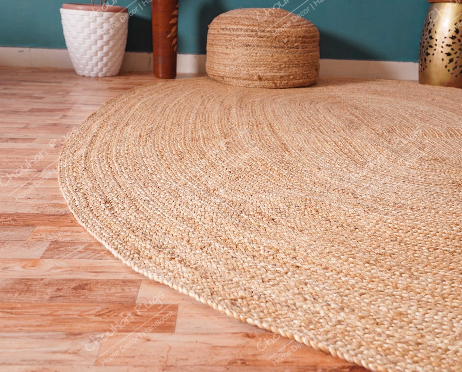 Hand Braided solid oval jute rug large area rug farmhouse decor vintage jute rug