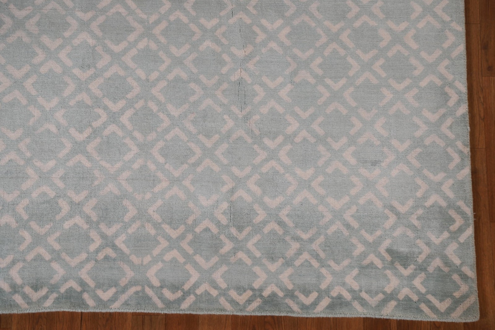 All-Over Geometric Modern Area Rug 6×8 Contemporary Hand-made Wool Green Carpet