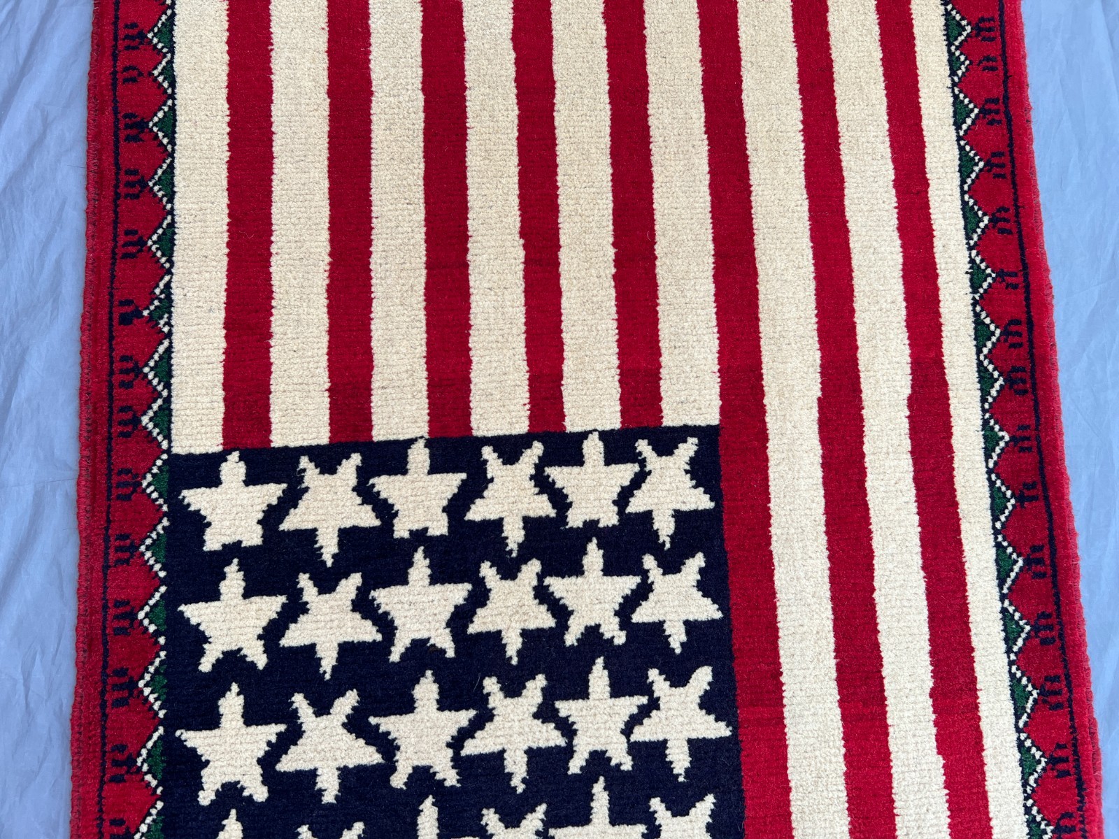 2×2’9 ft Afghan Handmade Flag Rug Wool Tribal Art Small Vintage Area Office Rug