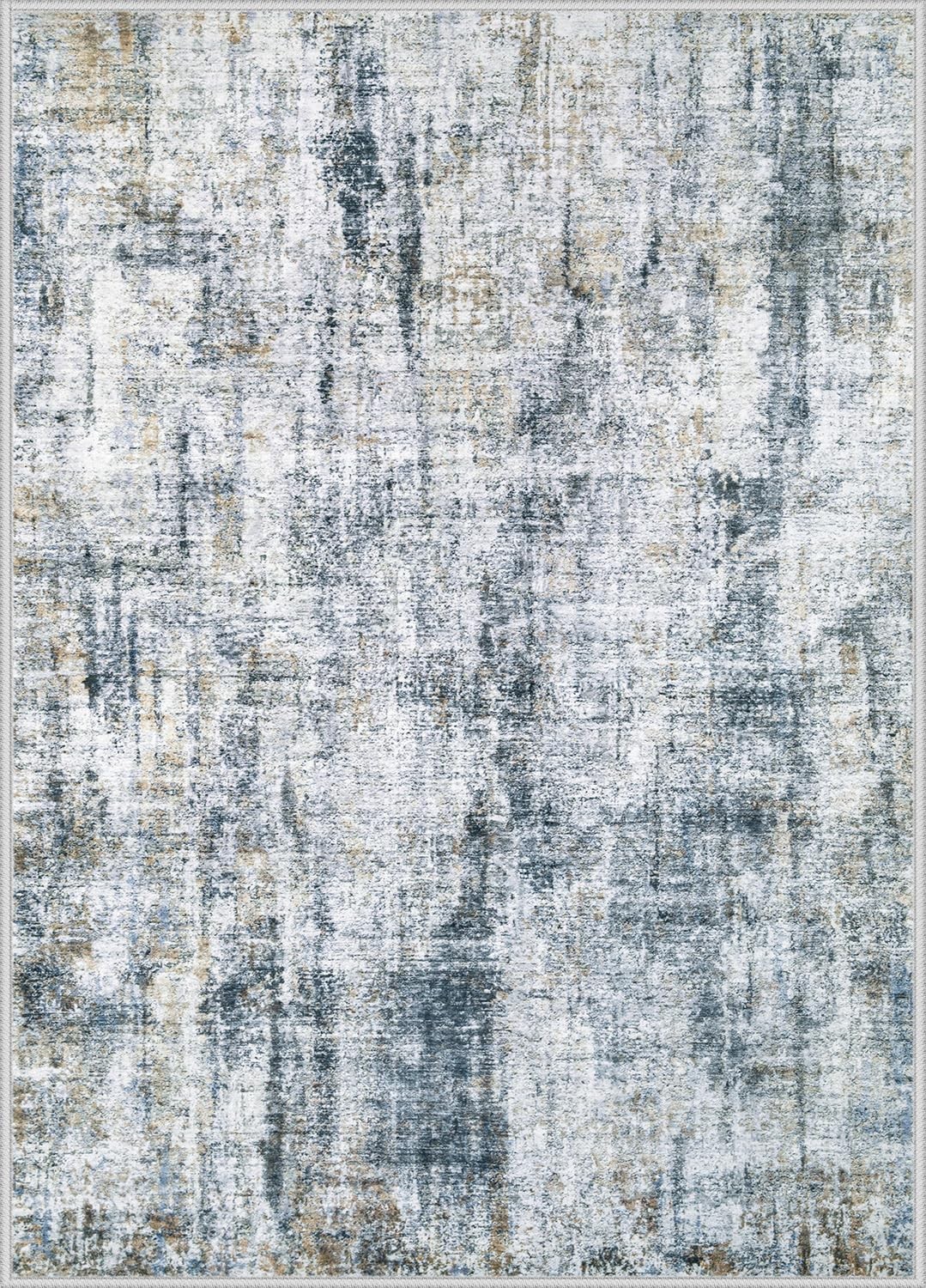 8×10 Area Rug Washable Abstract Non Slip Low-Pile (0.15″) – Soft Carpet