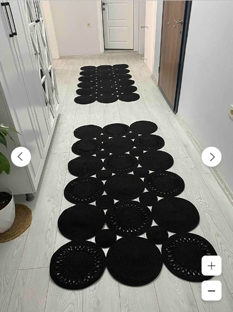 Black Straw Jute Knitting Circles Pattern Rug Special Design Carpet