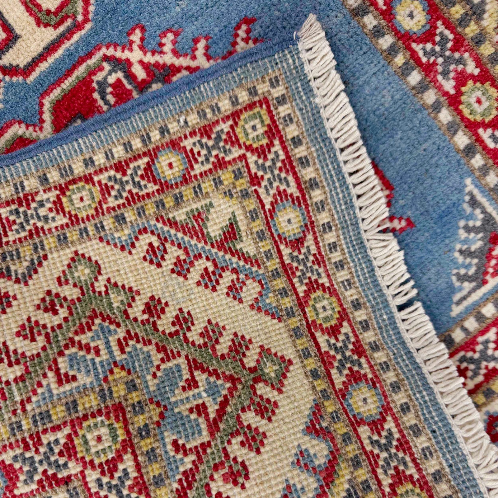 Blue Hand Knotted Tribal Kazak Oriental Rug, 2.8×4.1 Ft Medallion Carpet, R37493