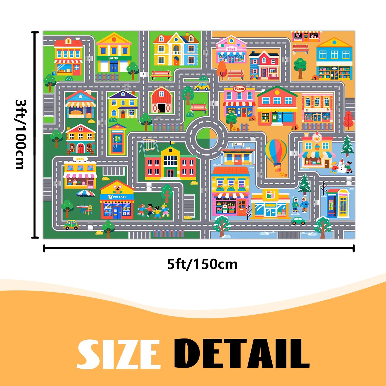 Car Play Rug City Life Traffic Road Kids Rug, Educational Road Carpet Kids Pl…
