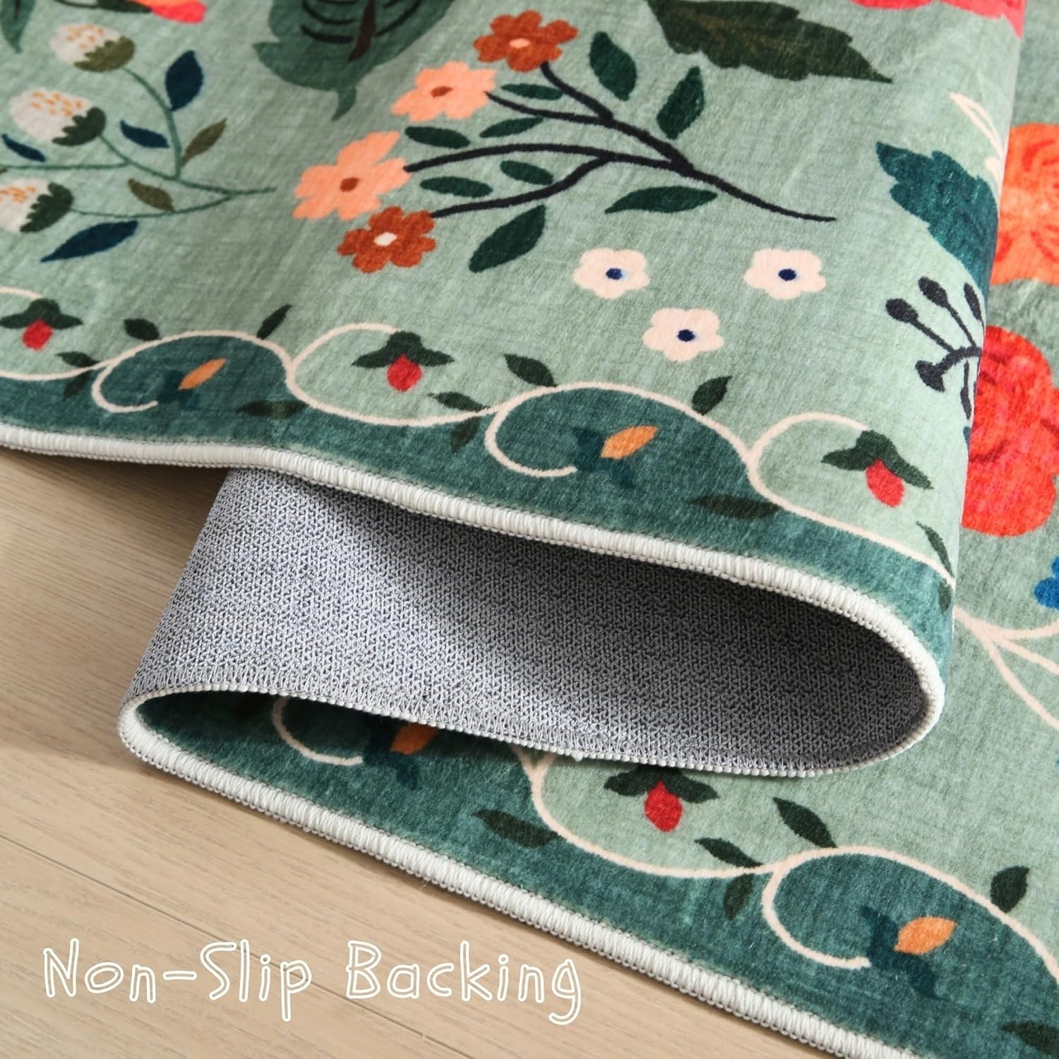 Eco-Friendly Washable Boho Floral Area Rug