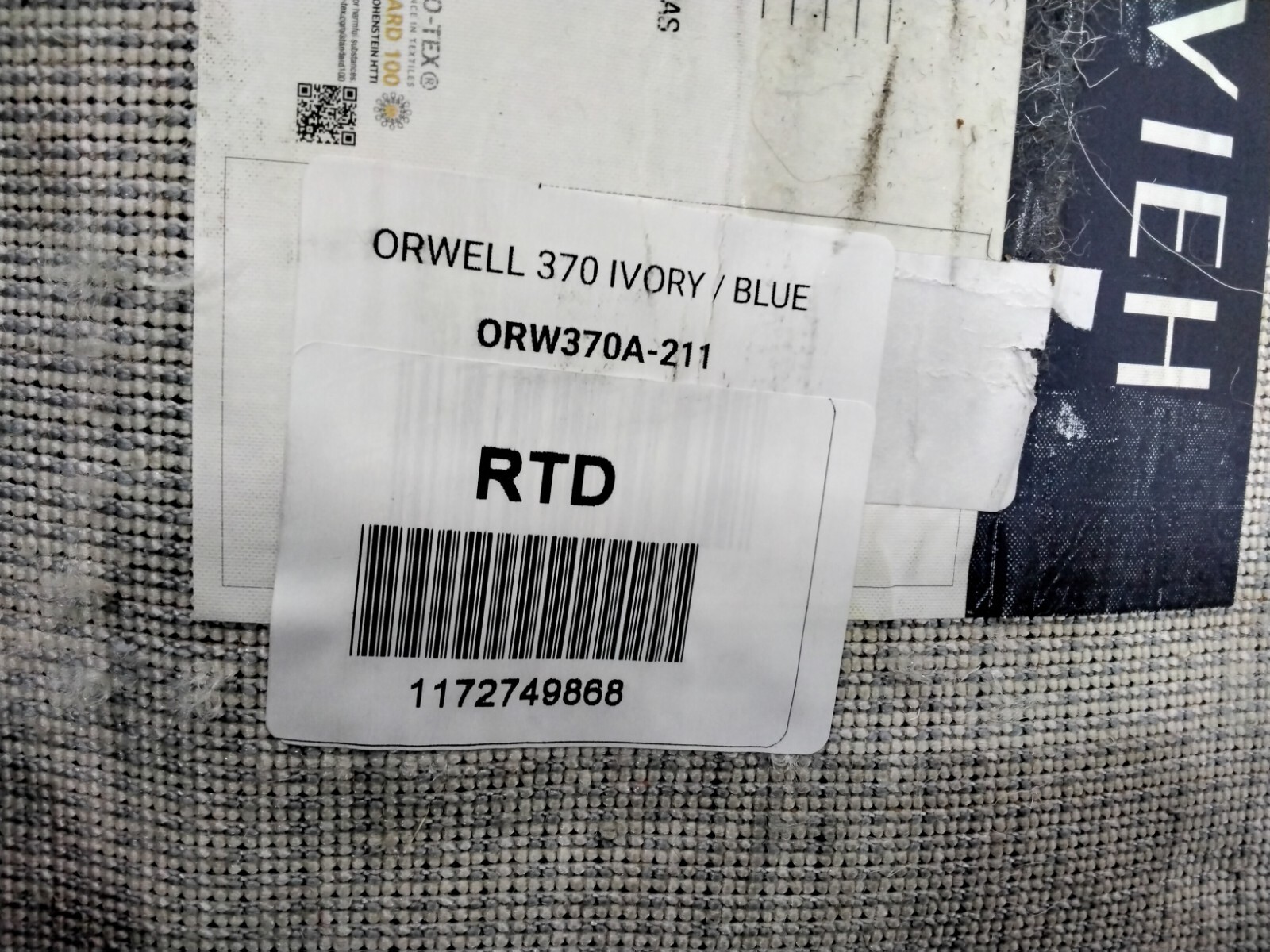 IVORY / BLUE 2′-2″ X 11′ Back Stain Rug, Reduced Price 1172749868 ORW370A-211