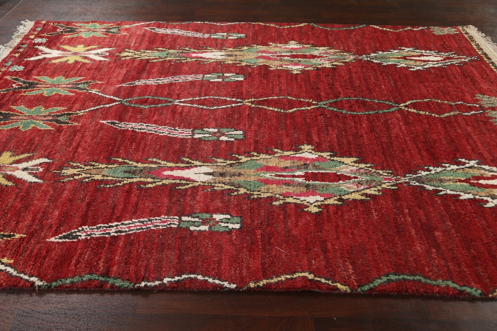 Thick-Plush Modern Moroccan Berber Geometric Area Rug Wool Tribal Handmade 7×11