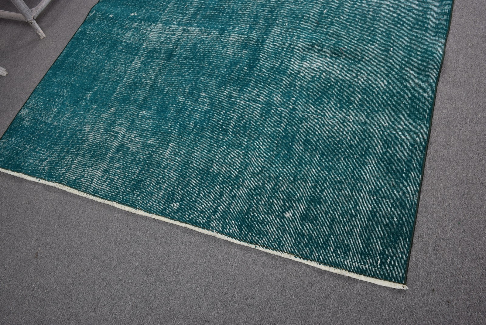 5,4×5,3 ft Area Vintage Turkish Rug, Blue Oriental Wool Rug