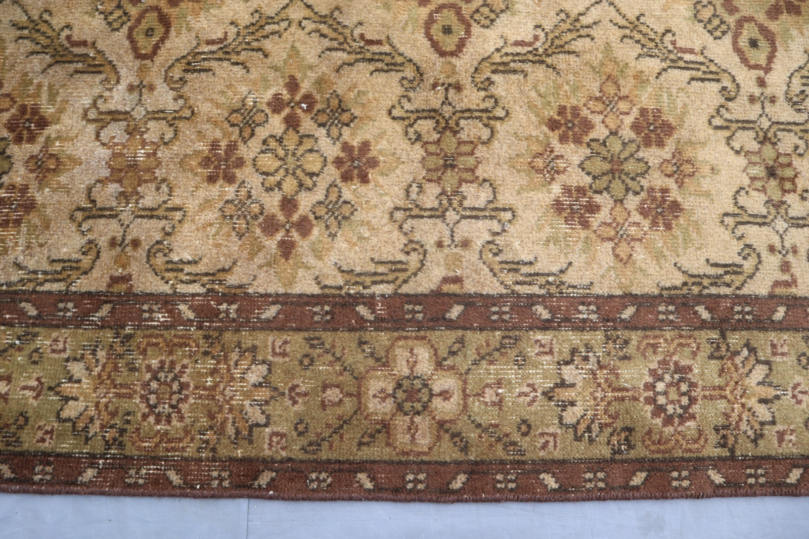 5’6×7’8 ft Oushak Rug, Afghan Handmade Beige Green Rug for Bedroom, Kitchen Rug