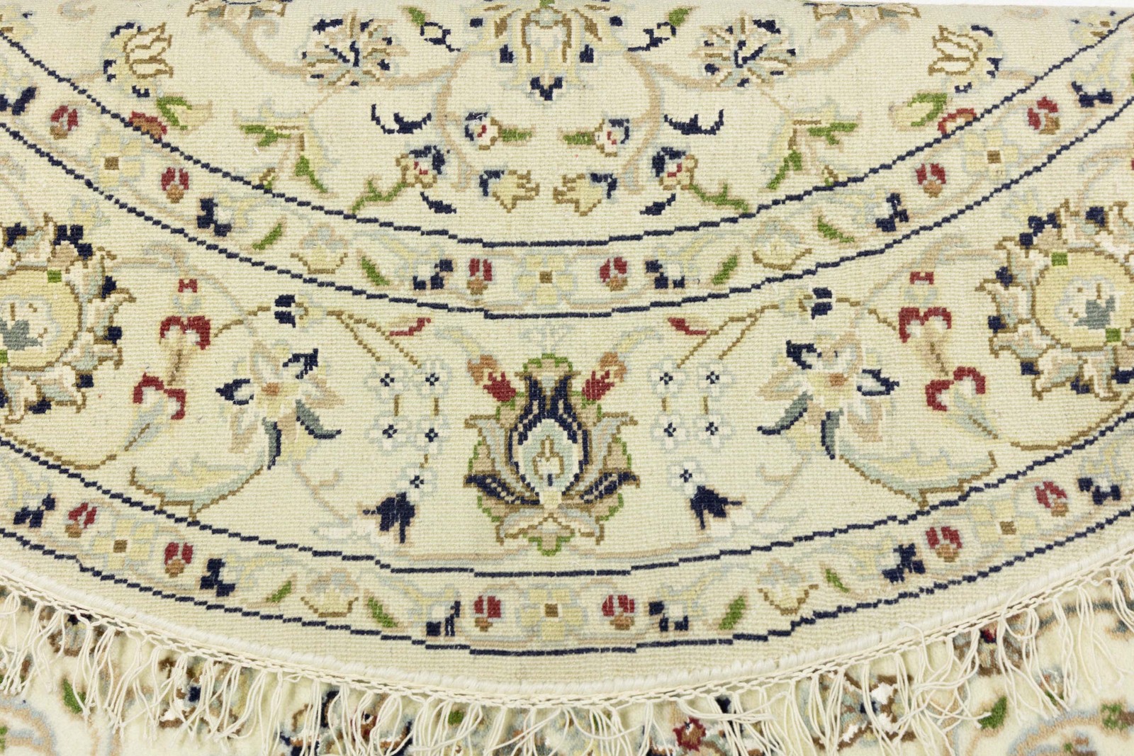 Cream Floral Design 4X4 Indo-Nain Oriental Round Rug Home Decor Carpet