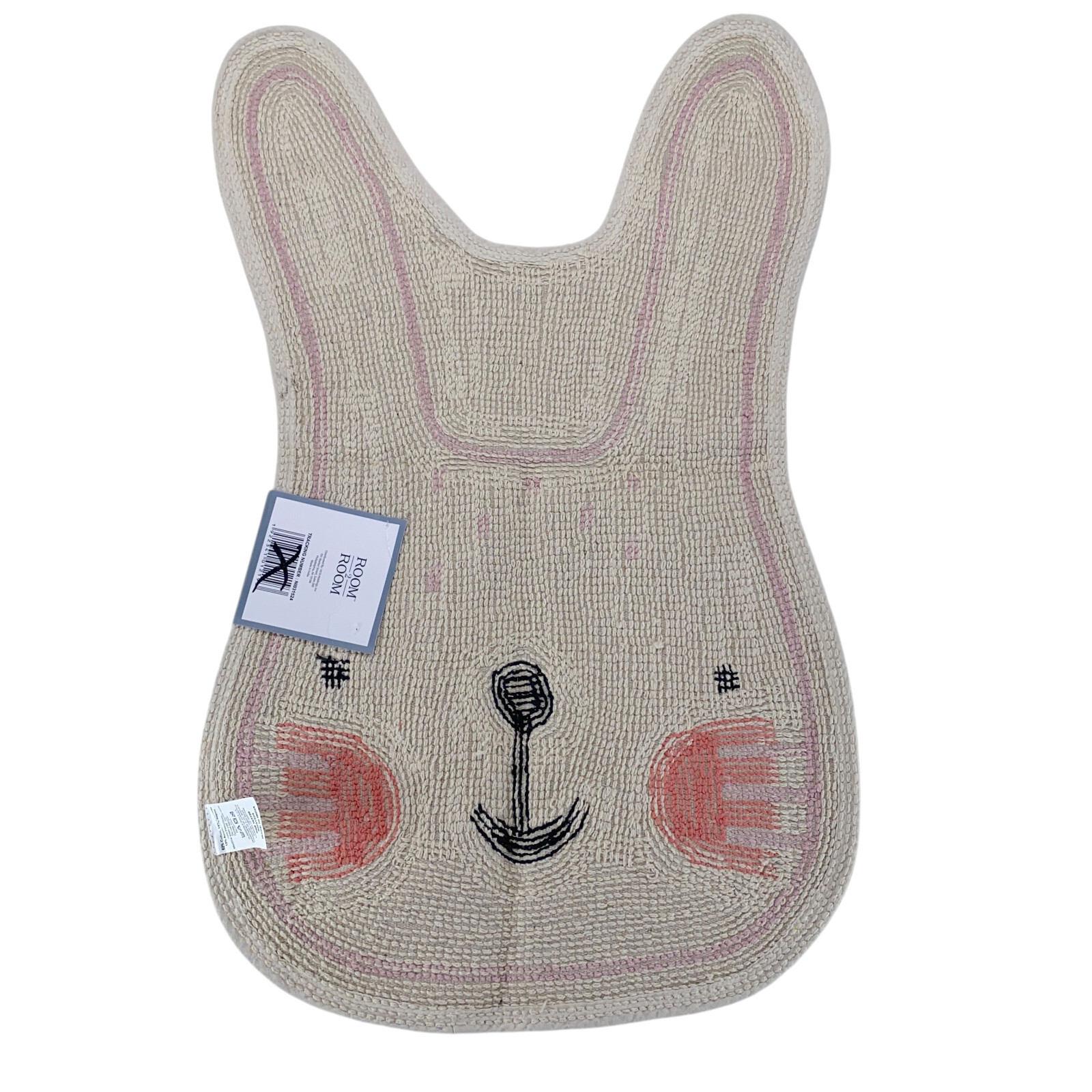 Easter Bunny Rug Bath Mat Pink Orange Ivory Shag Cotton Blend 30×20 Room2Room