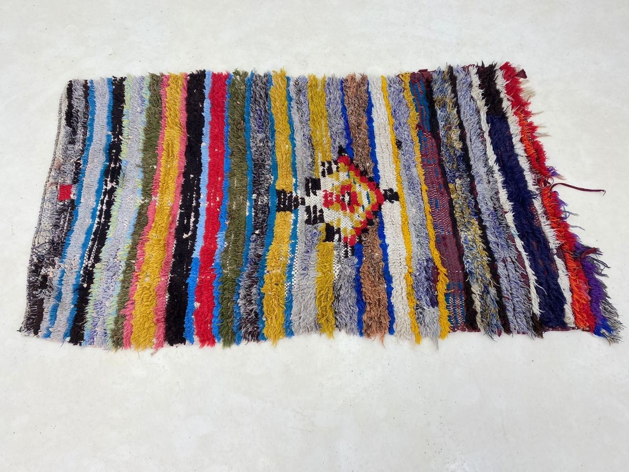 Moroccan Handmade Tribal Cotton Rug 2’7×4’8 Geometric Berber Hallway Vintage Rug