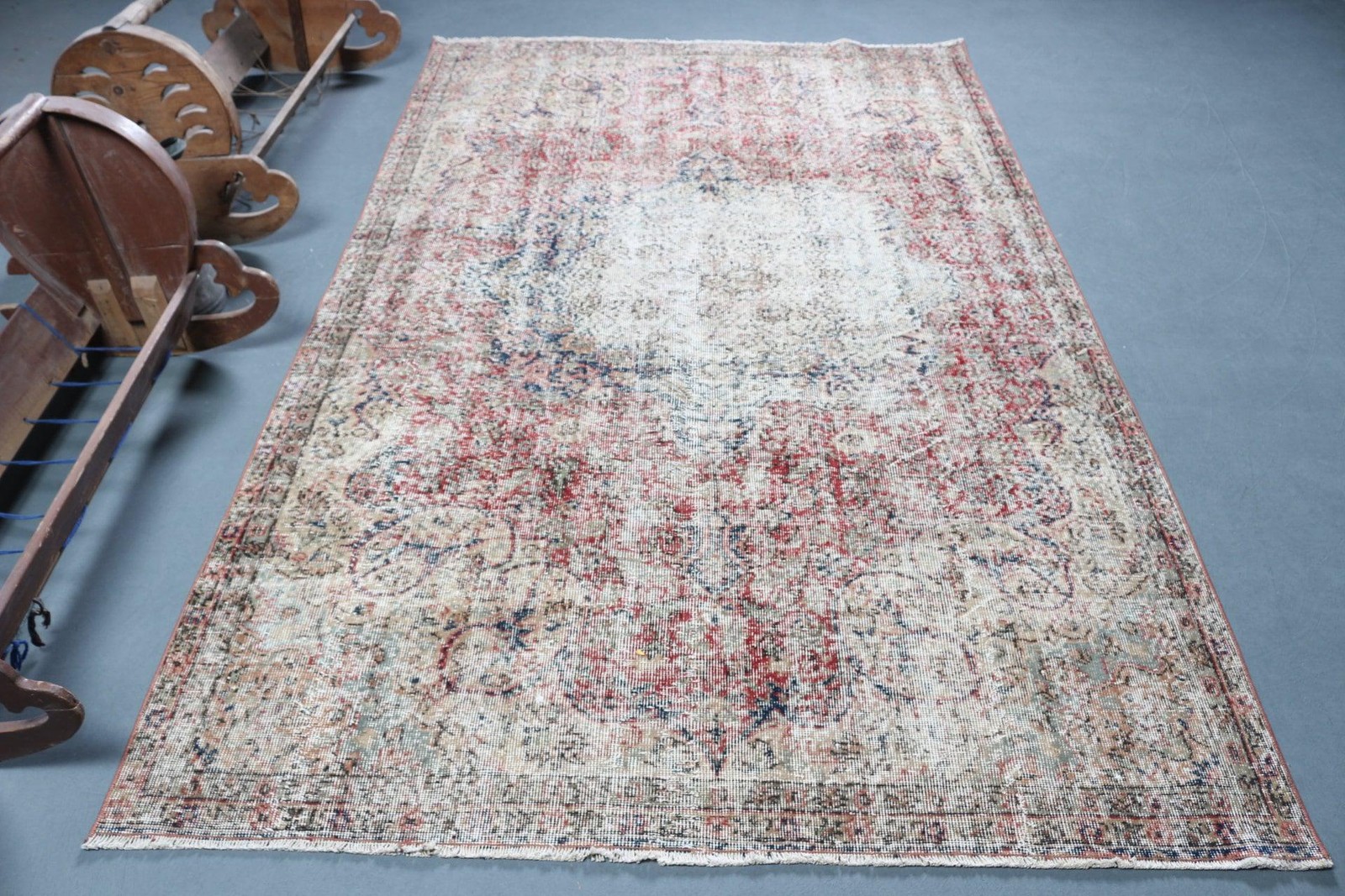 5,4×8,6 ft Rug, Large Vintage Rug, Red Patchwork Rug