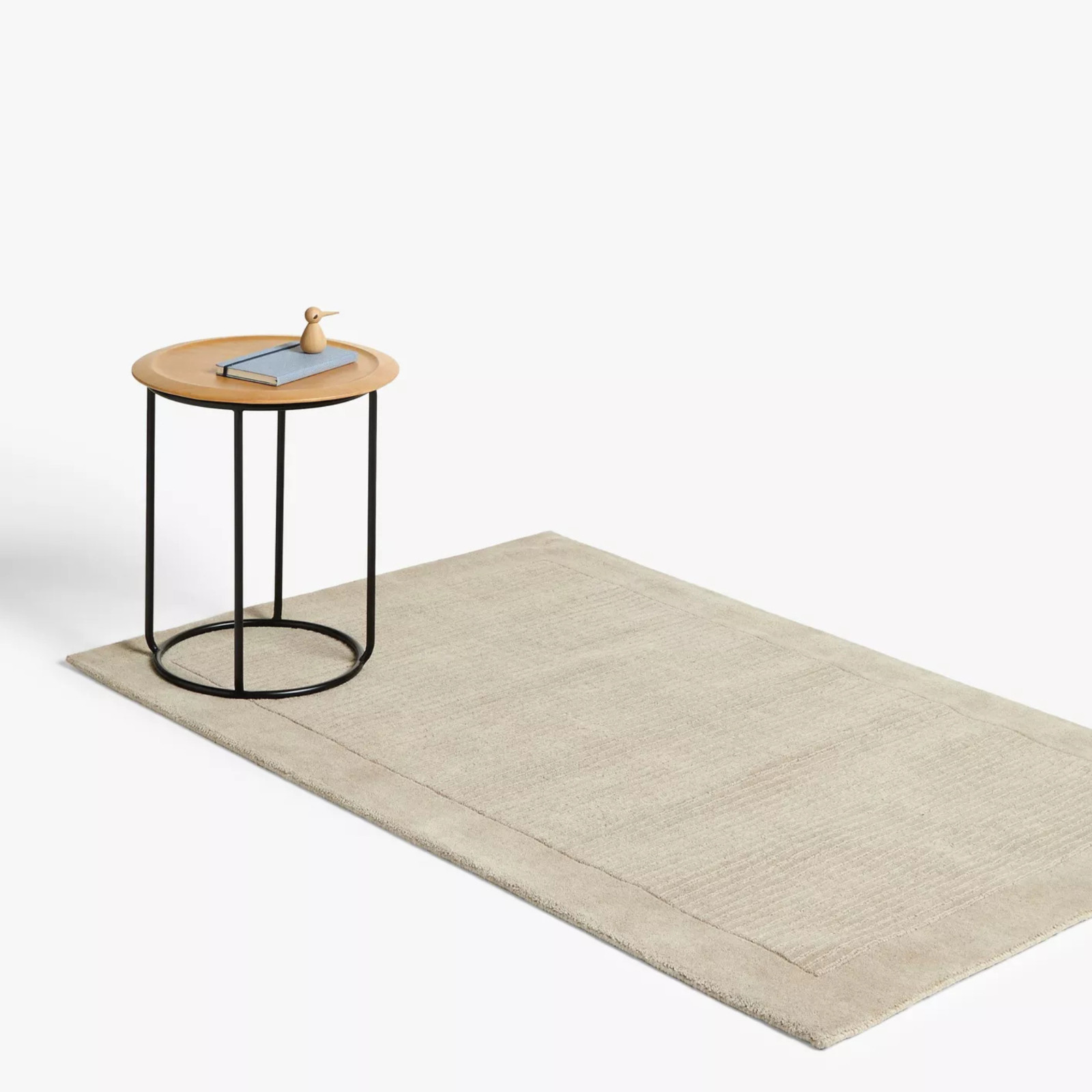 Hand Tufted Wool Area Rug 13×13 Ft Beige Solid Border Carpet for Hall Living Rug