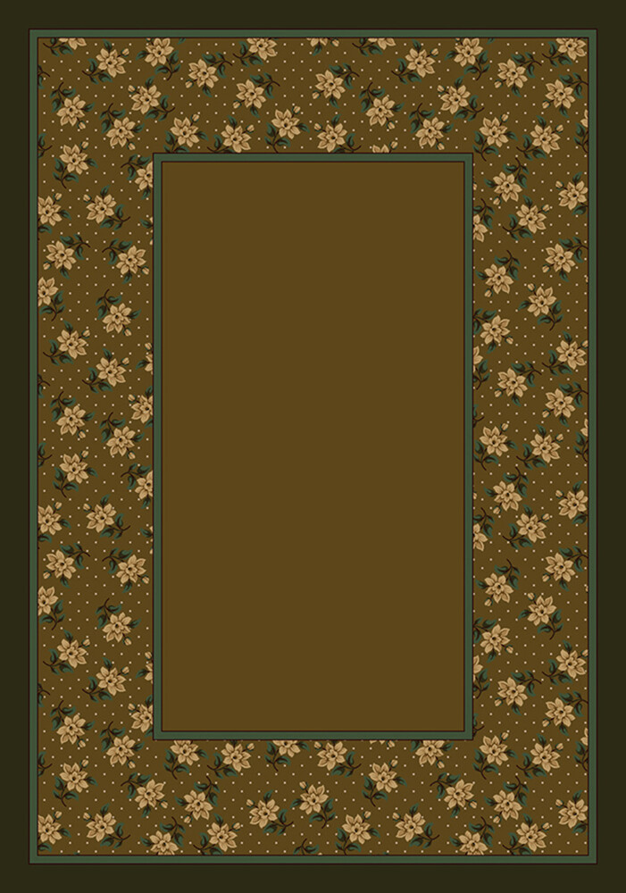 Milliken Green Contemporary Garlands Area Rug Floral Rambling Rose Tobacco II