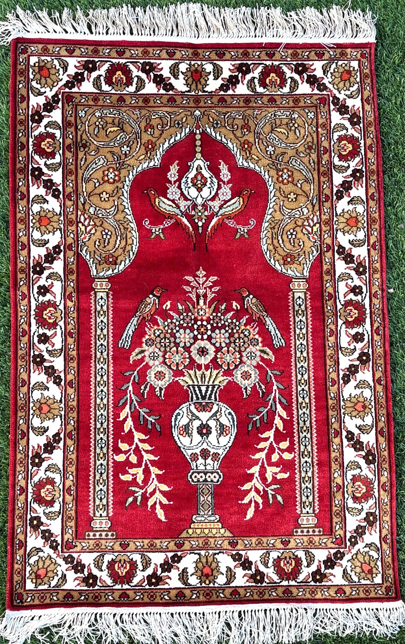 Handmade Silk on Silk Carpet 3 Million Knots Fine Hand 81×54 cm