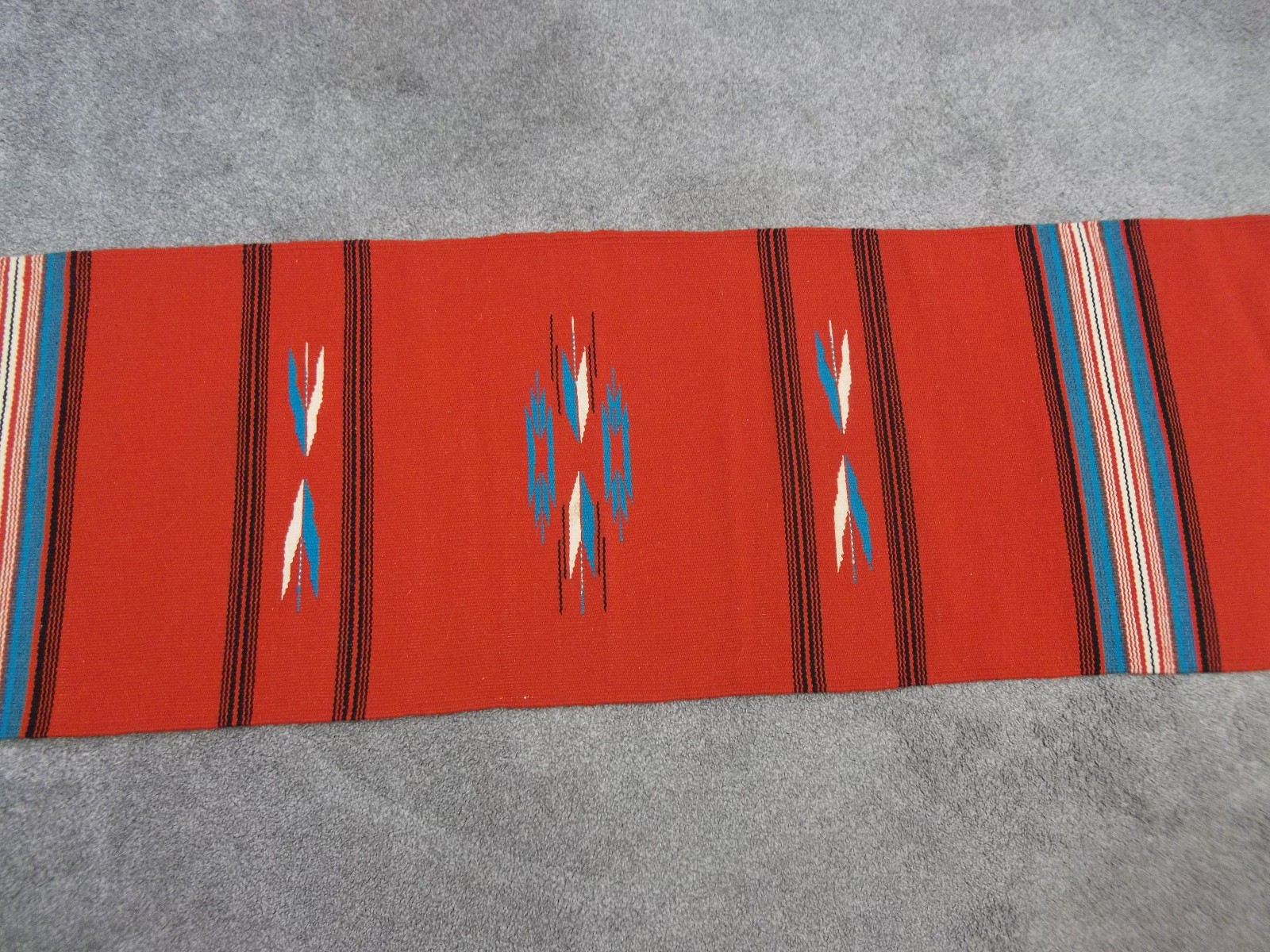 This is a Beauty! Brilliant Colors! Burndt Orange teal yellow Long 60″ x 20″ in