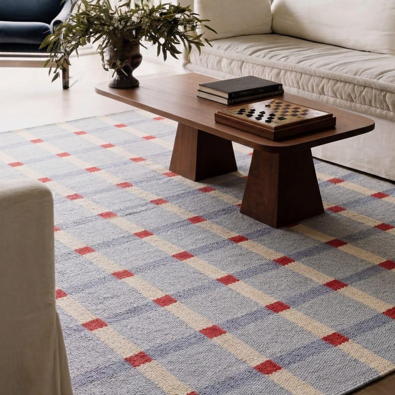 Antique Scandinavian Swedish Kilim Tile Handmade Flat weave Boho Large Area Rug