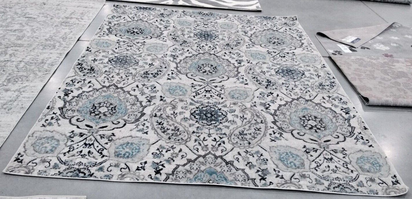 CREAM / LIGHT GREY 8′ X 10′ Back Stain Rug, Reduced Price 1172734940 MAD600C-8