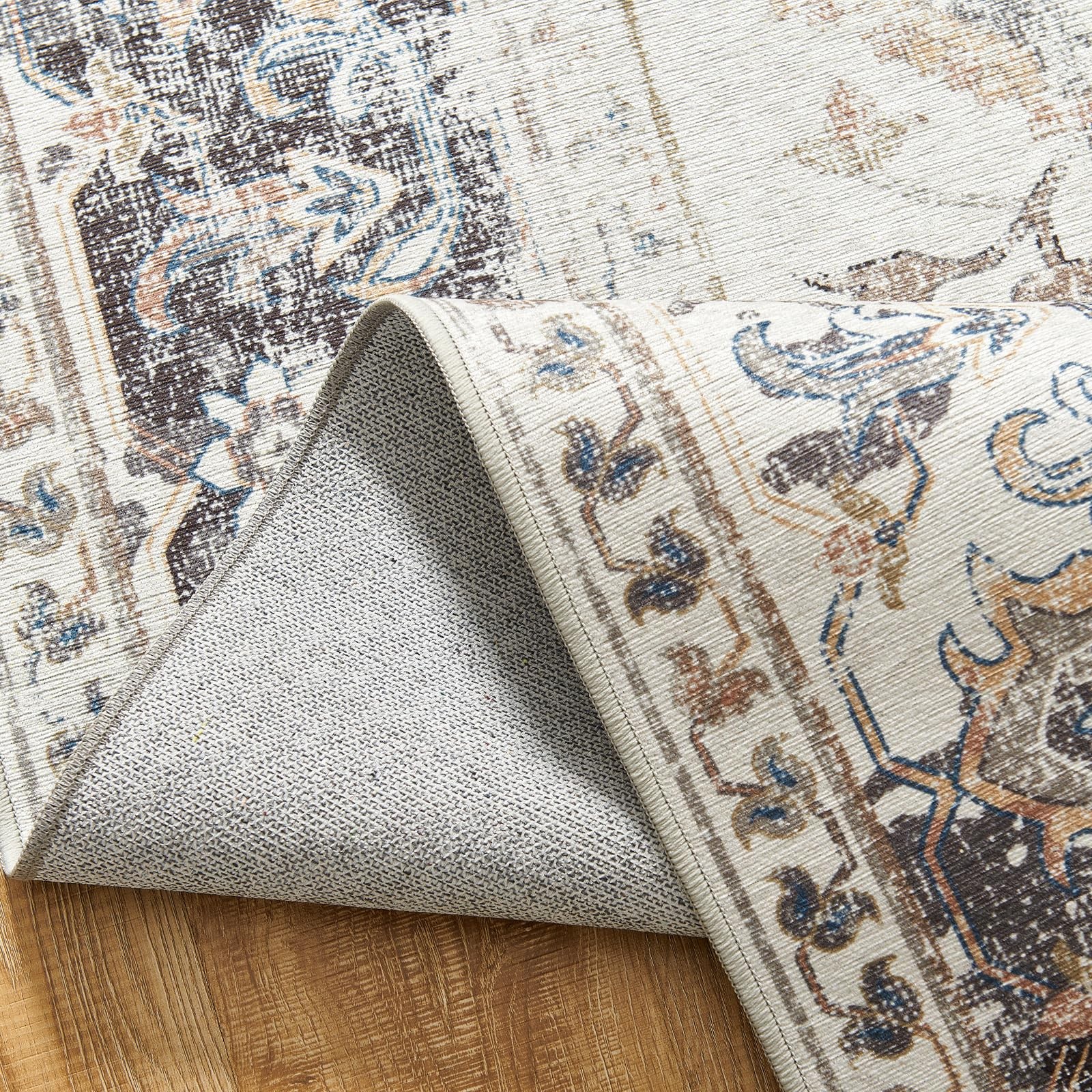 jinchan 2×3 Entryway Rug Vintage Washable Non-Slip Thin Elegant Retro Door Ma…
