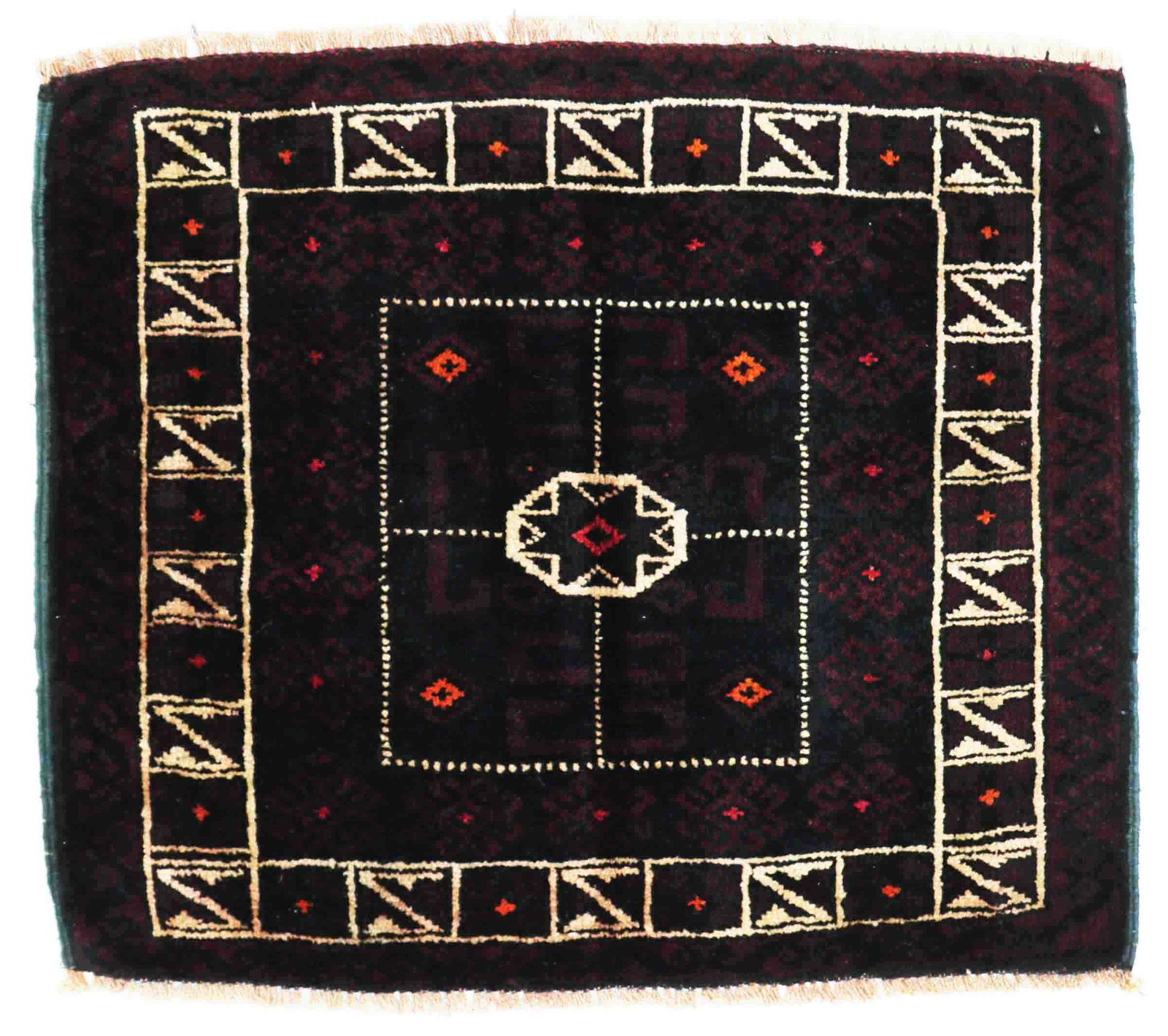Afghan Poshti Bridge Rug Carpet 50×70 Hand-knotted Brown Geometric Orient 7
