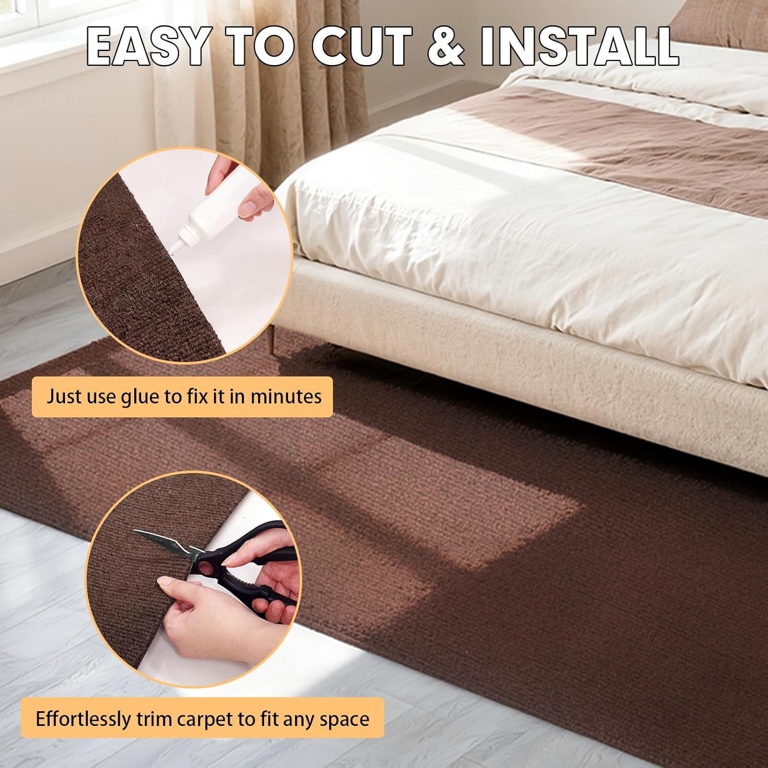 Marine Carpet,5 FT x 15 FT Brown Indoor Outdoor Carpet 0.2″ Thick Boat Carpet wi