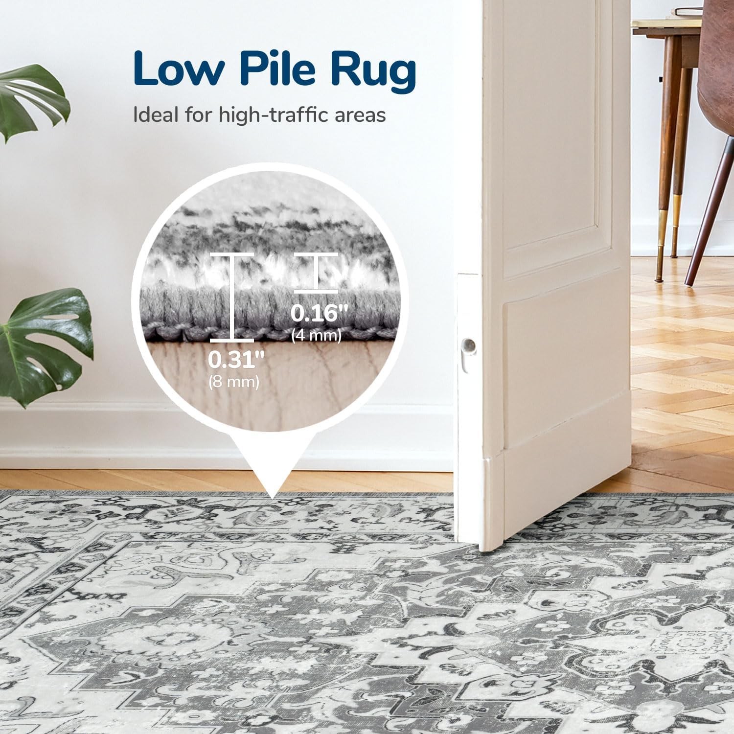 8 x 10 Area Rugs Living Room Machine Washable Rug Grey White Soft Faux Wool;