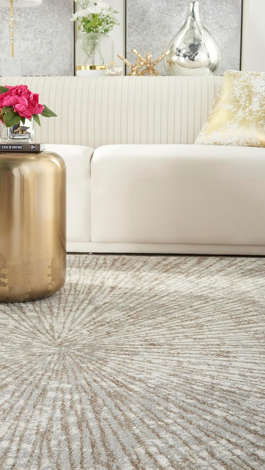 Inspire Me! Metallic Grey Mocha 6′ x 9′ Area Rug – Easy Clean & Non-Shedding
