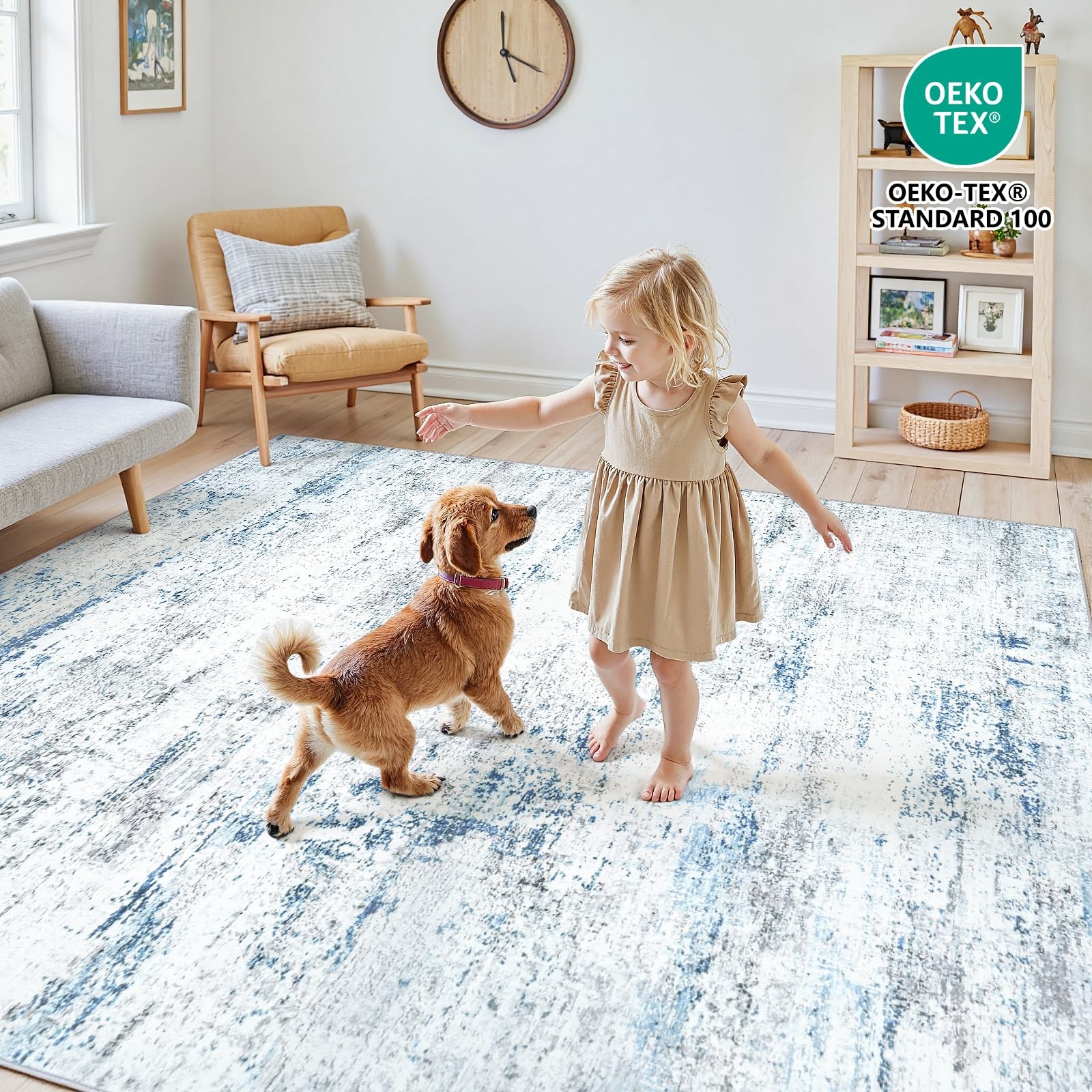 Area Rug Living Room Rugs: 5×7 Large Soft Indoor Carpet Modern Abstract Rug w…