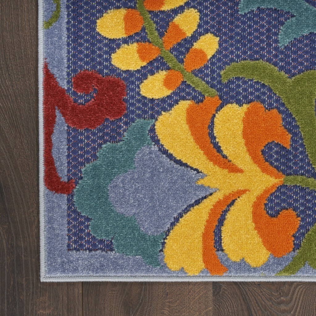 HomeRoots 527611 5 x 7 ft. Blue & Yellow Floral Power Loom Area Rug