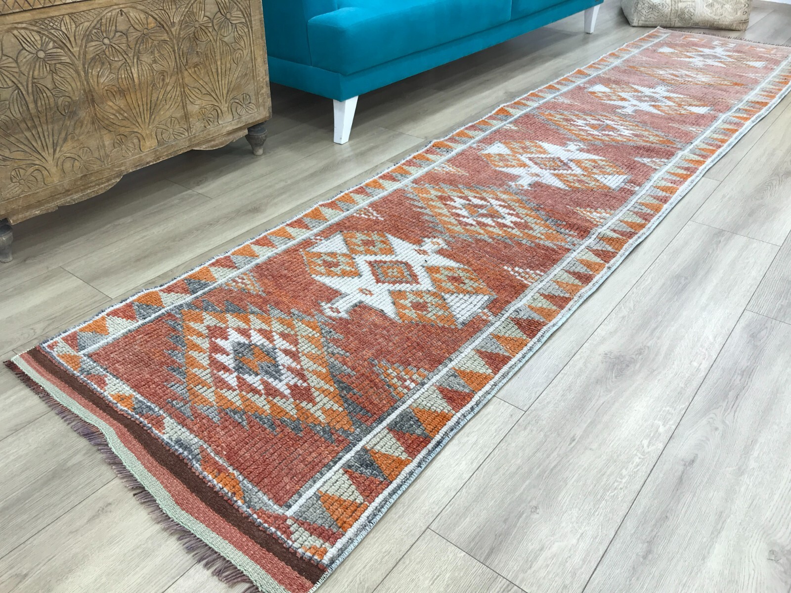 Herki turkish rug, Faded color rug, Vintage rug, Bohemian rug, 2.8 x 12.2 ft