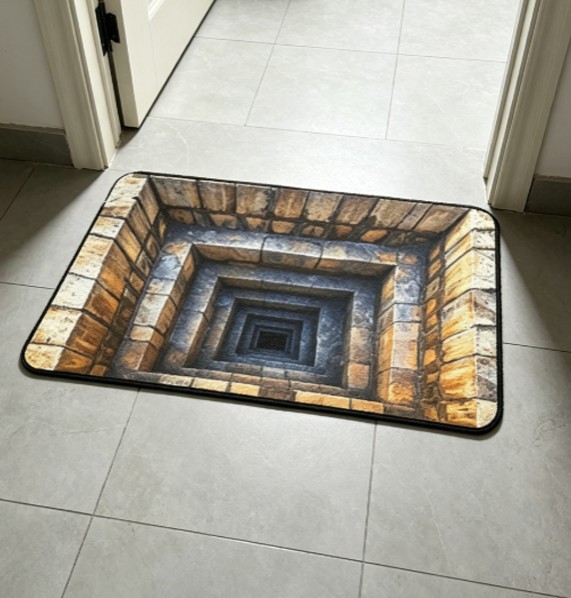 1PCS 3D Optical Illusion Brick Tunnel Doormat Non Slip Floor Rug