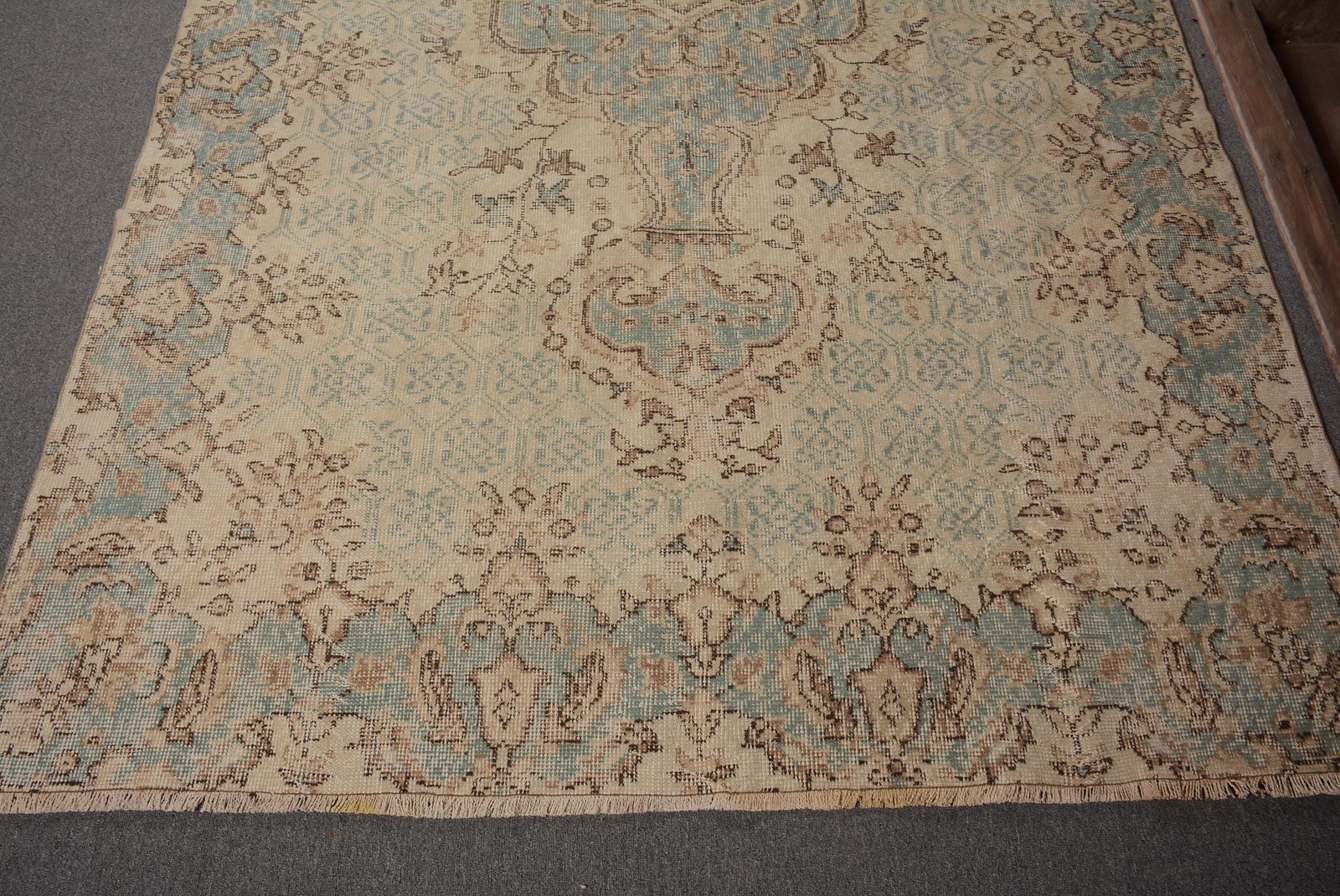 Turkish Rug, 5,5×9,4 ft Large Rug, Blue Brown Wool Rug