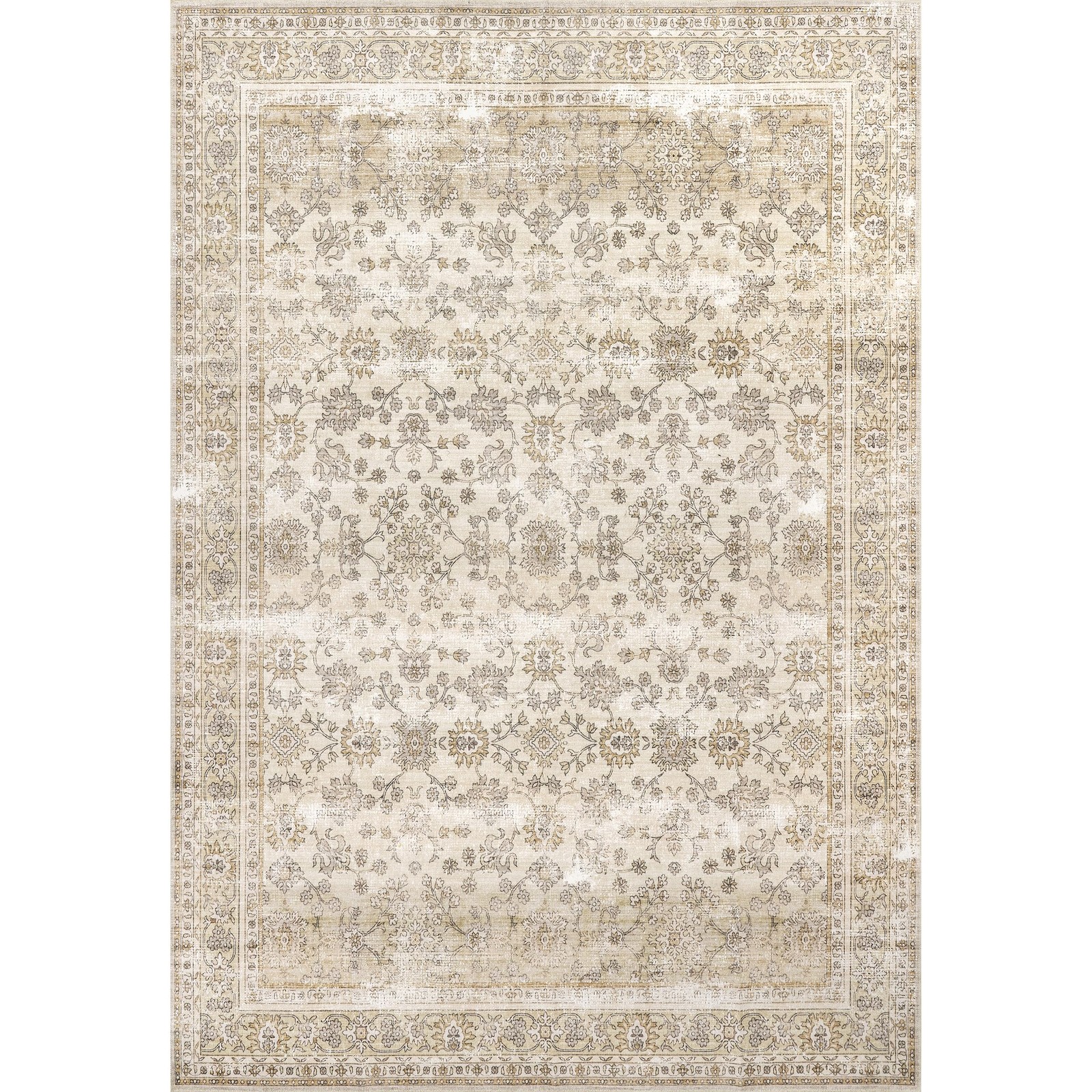 Nuloom Spinclean Deadra Beige/Ivory 3 X 5 Vintage Oriental Soft And Cozy High