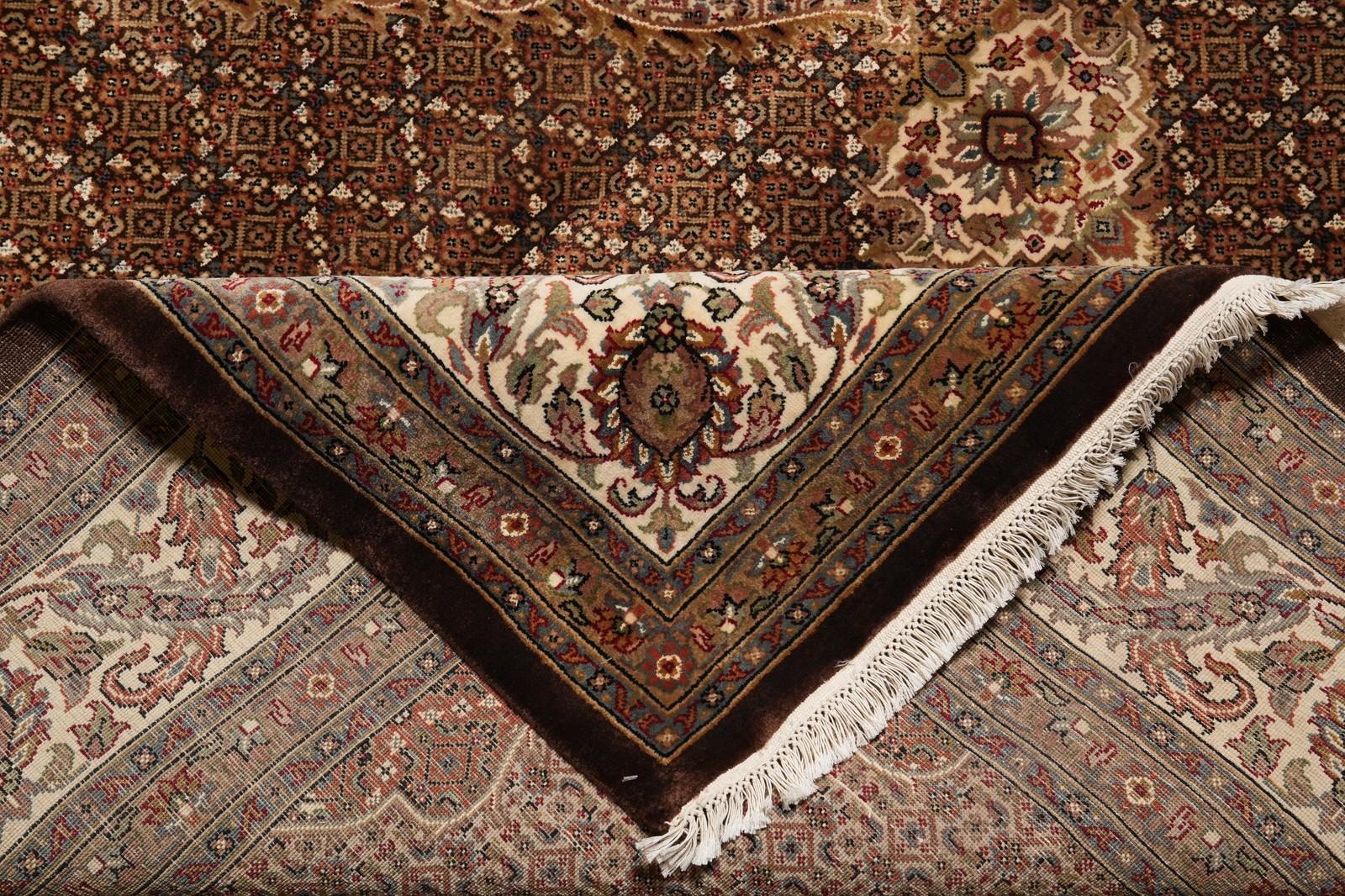 8 x 10 Dark Chocolate Brown Quality Area Rug Tabriiz Mahii Wool and Silk #F-4460