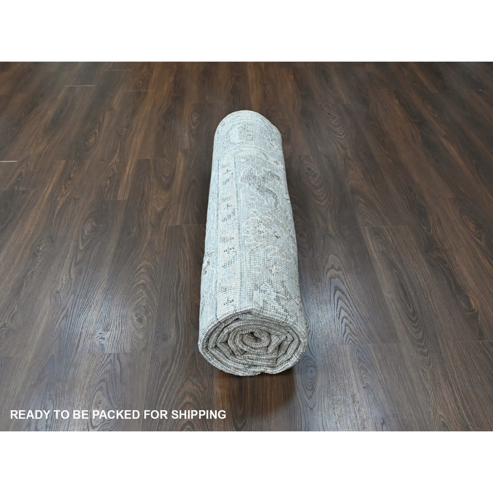 8’1″x10′ Gray Supple Collection Oushak Design Hand Knotted Shiny Wool Rug 10486