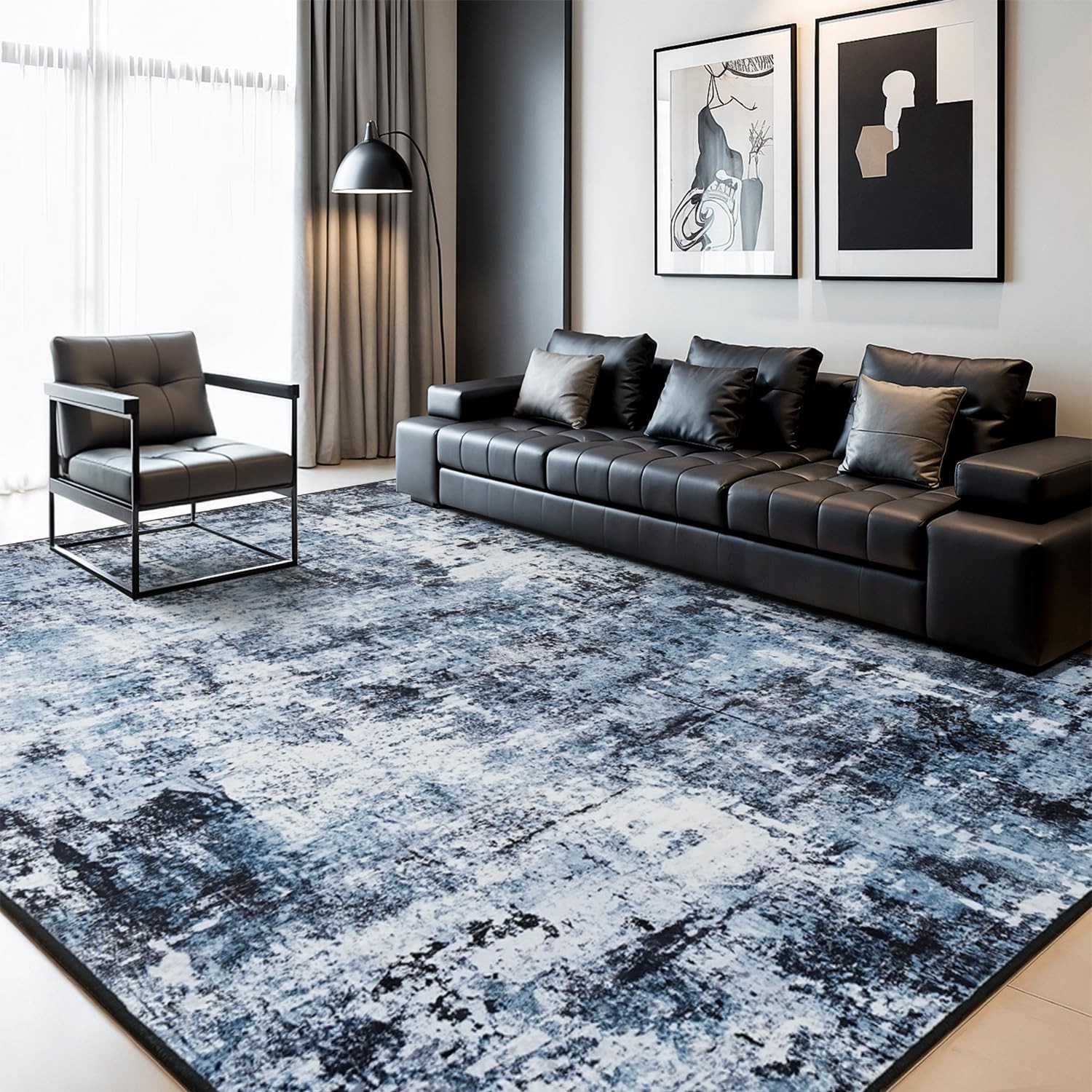 Rugflix 5×7 Area Rugs for Living Room, 5′ x 7′ (Rectangular), 01-ocean Blue