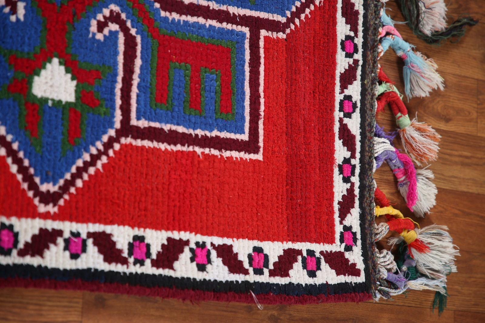 Natural Dye Bohemian Anatolian Turkish 14′ Runner Rug Hand-Knotted Red 3×14 ft