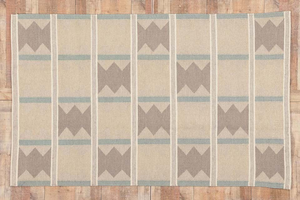 Antique Scandinavian Swedish Kilim Tile Handmade Flat weave Boho Large Area Rug