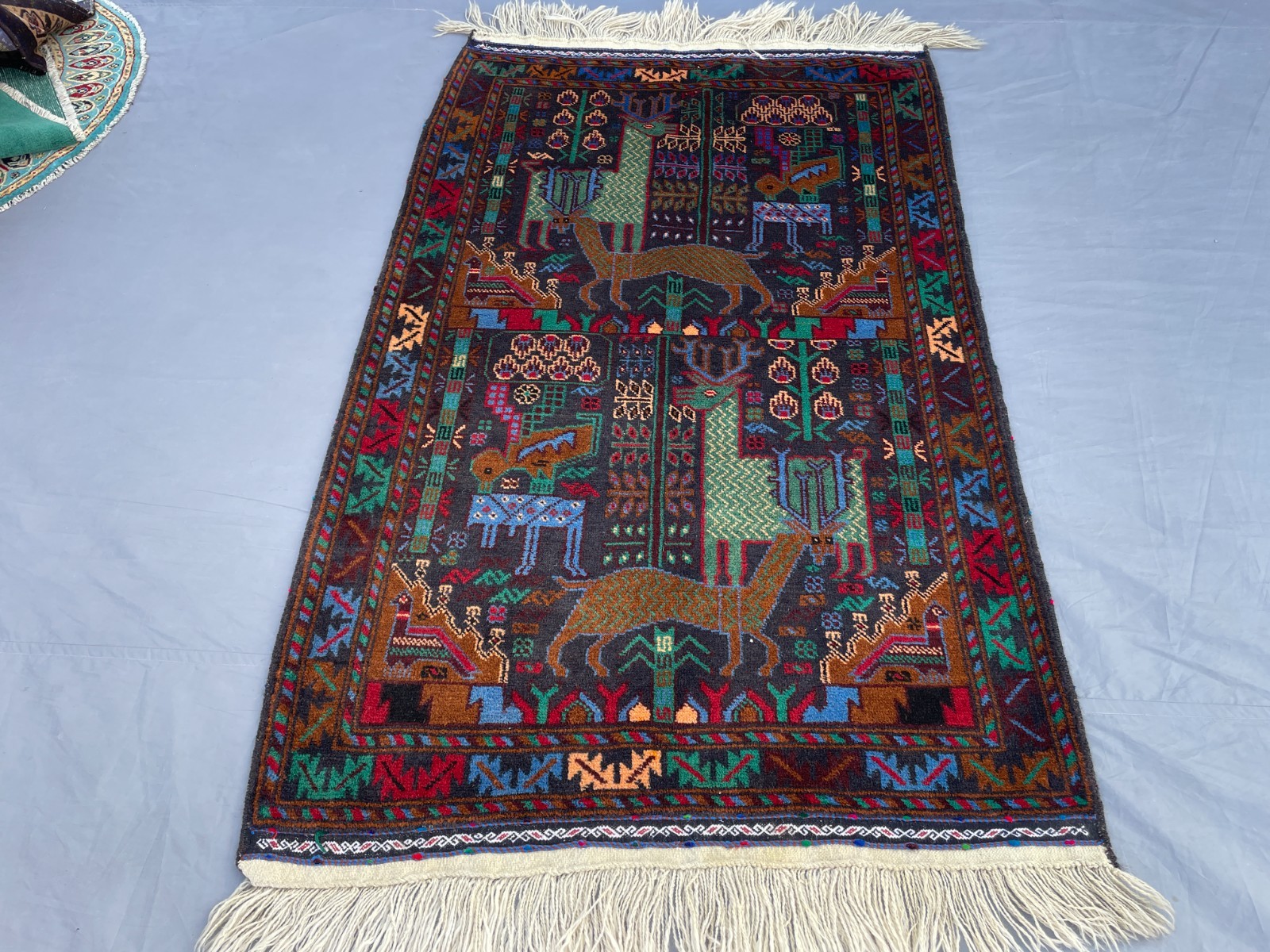 3×5 Collectible Baluchi Pictorial Rug Afghan Wool Carpet Animal Folk Art Tribal