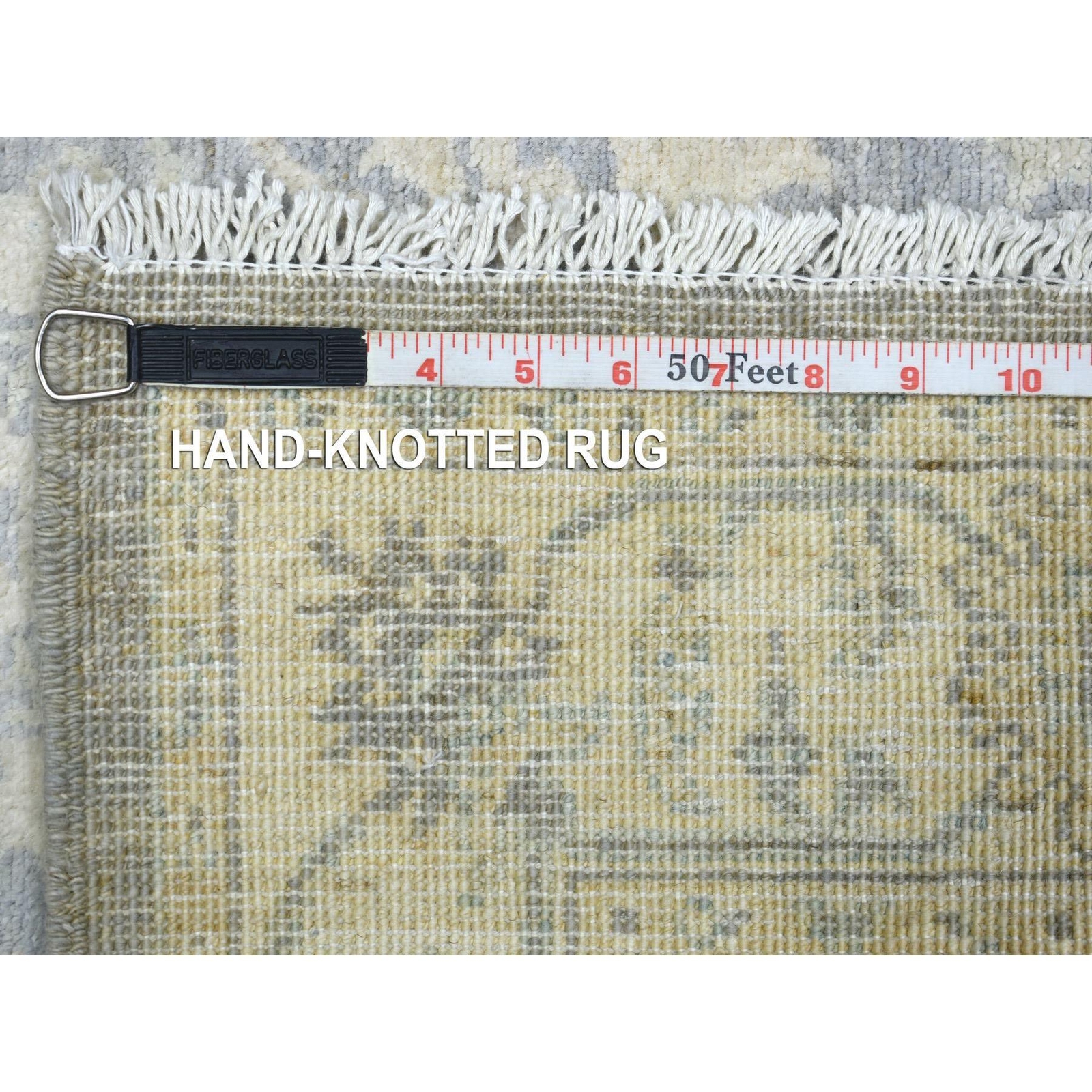 3’x4’10” Gray Pure Wool Natural Dyes Hand Knotted Stone Wash Peshawar Rug R72083