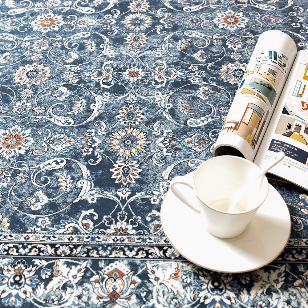 2×10 Vintage Floral Runner Rug Washable Indoor Hallway Turquoise Blue Green