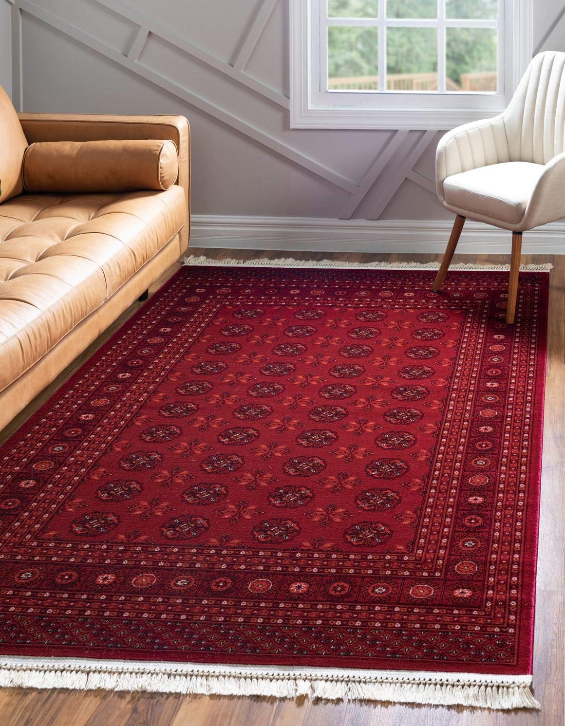 Tekke Collection Over-Dyed Saturated Traditional Torkaman Area Rug, 4 Ft X 6 Ft,
