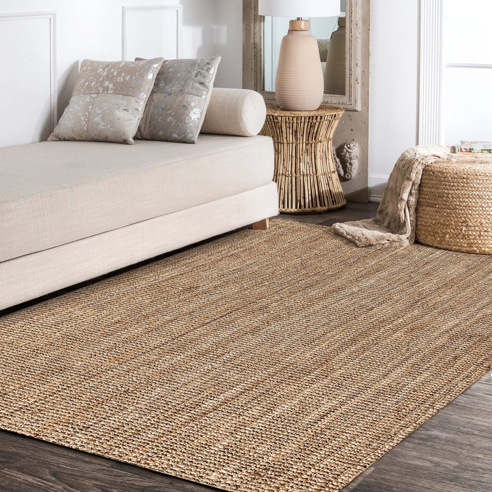 NRF102A-3 Pata Hand Woven Chunky Jute Indoor Area -Rug Bohemian Farmhouse Easy –