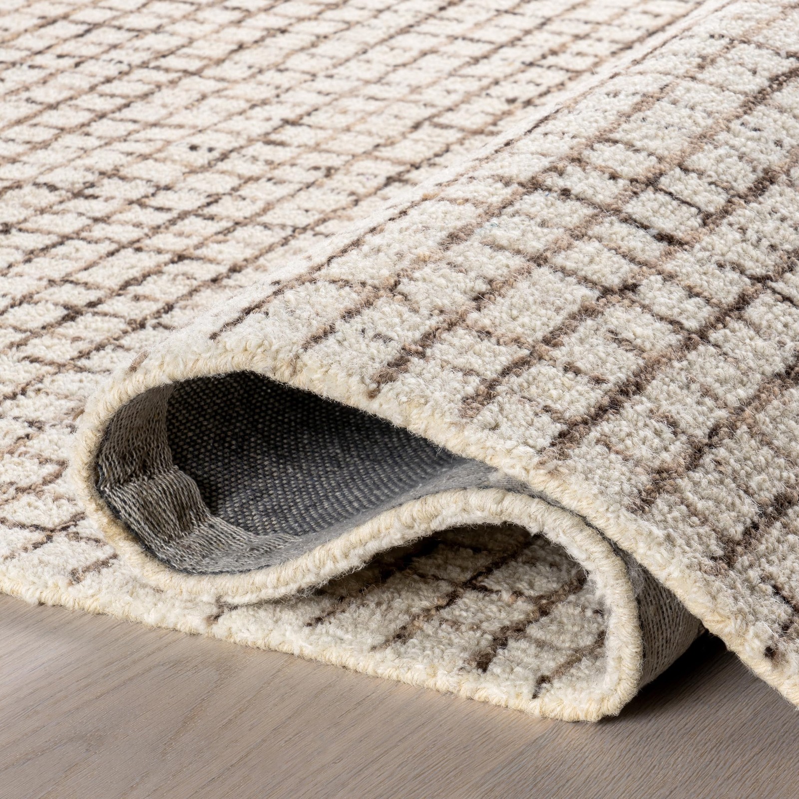 Rugs Usa Melrose Cream 3 X 5 Handmade Wool Cotton Soft And Cozy High Traffic