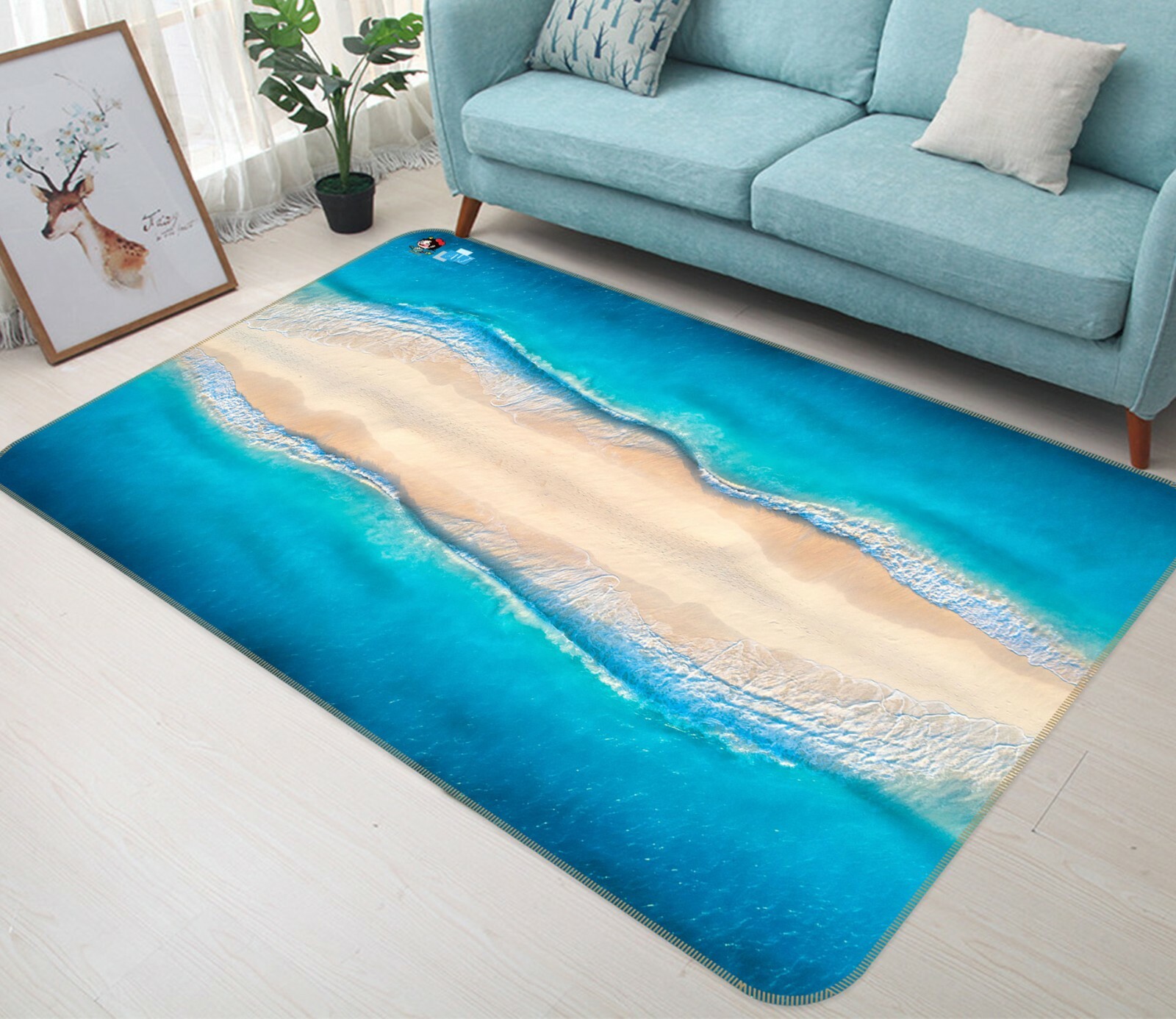 3D Blue Ocean Beach ZHUA587 Game Non Slip Rug Mat Photo Carpet Amy
