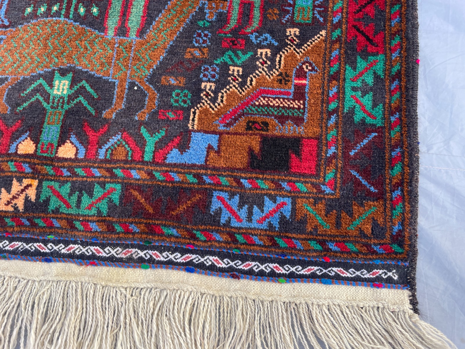 3×5 Collectible Baluchi Pictorial Rug Afghan Wool Carpet Animal Folk Art Tribal