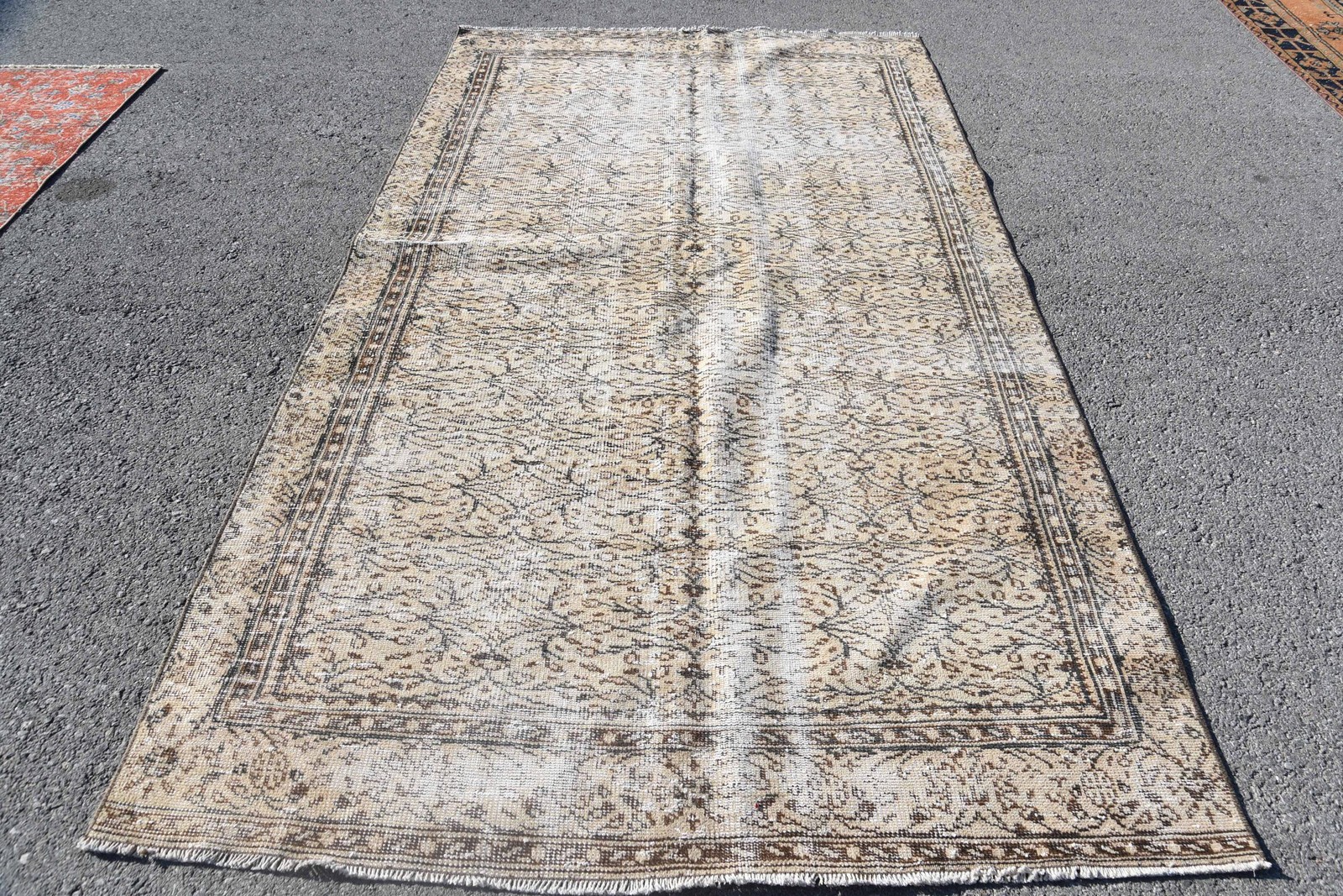 5,4×9,5 ft Large Turkish Rug, Beige Floral Vintage Rug