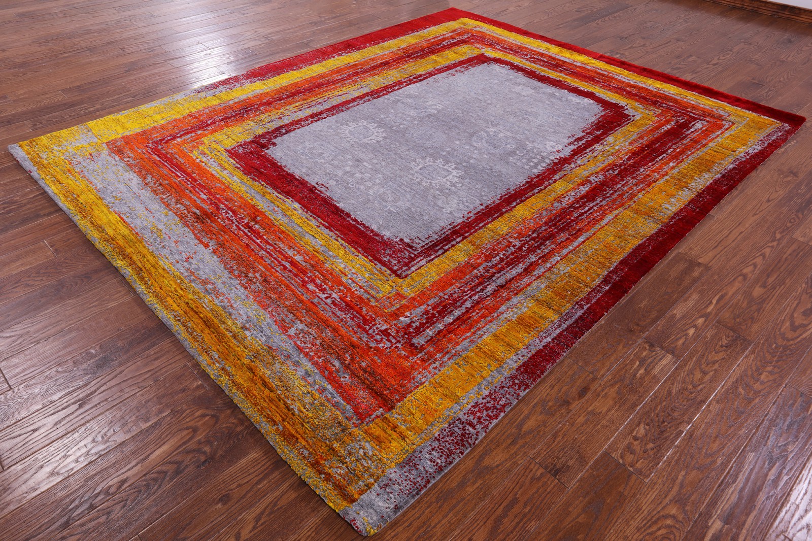 8′ 1″ X 10′ 0″ Contemporary Hand Knotted Wool & Silk Rug – Q13083